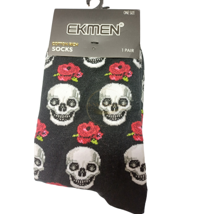 Дамски чорапи, чорапи екмен, чорапи с череп, чорапи с рози, екмен чорап, забавни чорапи, весели чорапи, рок чорапи, 