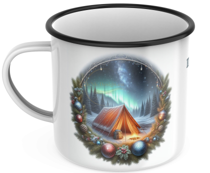 mug, christmas mug, christmas enamel mug, ретро канче, канче за планина, планинарско канче, коледно канче, канче с коледен венец, канче за палатка, канче, палатка, канче за разходки, канче за подарък, канче за коледа, канче за мъж, канче за жена, канче за