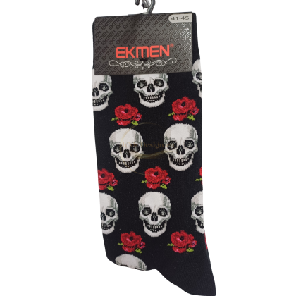 ДАМСКИ ЧОРАП С ЧЕРЕП И РОЗА - EKMEN 