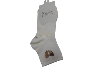 Дамски къси чорапи Pier Lone с панделка от камъни в цвят екрю