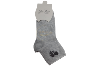Дамски къси чорапи Pier Lone с панделка от камъни - сив
