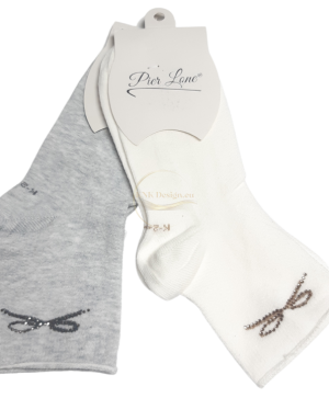 Дамски къси чорапи Pier Lone с панделка от камъни - 2 броя в комплект