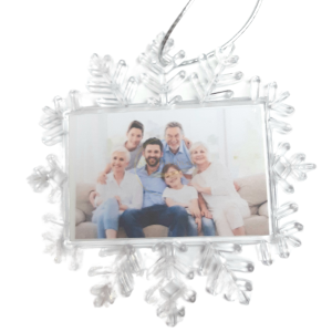 Снежинка за коледна елха със снимка и послание - двустранен печат 