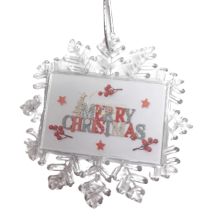 Снежинка за коледна елха със снимка и послание - двустранен печат 