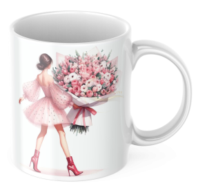 ДАМА С БУКЕТ - КЕРАМИЧНА ЧАША 