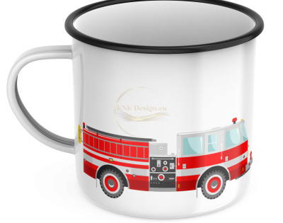 РЕТРО ЕМАИЛИРАНО КАНЧЕ С ПОЖАРНА КОЛА И ИМЕ НА ДЕТЕ