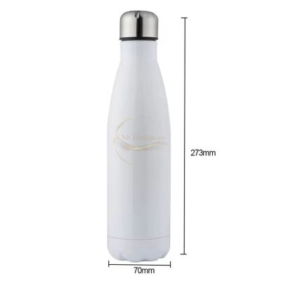 бяла бутилка, термос бутилка, бултилка-термос, термос стоманен, стоманена бутилка, термос с надпис и снимка, термос със снимка, термос с лого, лого върху термос, лого върху бутилка.