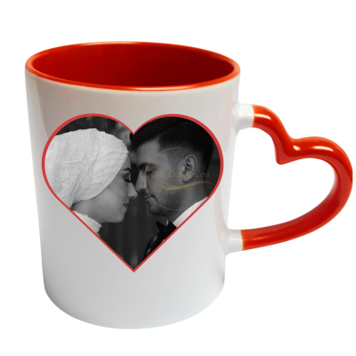 чаша сърце, керамична чаша, свети валентин, 14 февруари, подарък за влюбени, подарък за жена, подарък за свети валентин, чаша с дръжка сърце, чаша със сърце, чаша с надпис, чаша за любима жена, чаша за сублимация, чаши за влюбени, червена чаша, чаша с пос