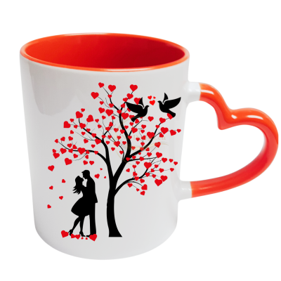 чаша сърце, керамична чаша, свети валентин, 14 февруари, подарък за влюбени, подарък за жена, подарък за свети валентин, чаша с дръжка сърце, чаша със сърце, чаша с надпис, чаша за любима жена, чаша за сублимация, чаши за влюбени, червена чаша, чаша с пос