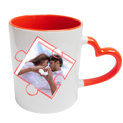 чаша сърце, керамична чаша, свети валентин, 14 февруари, подарък за влюбени, подарък за жена, подарък за свети валентин, чаша с дръжка сърце, чаша със сърце, чаша с надпис, чаша за любима жена, чаша за сублимация, чаши за влюбени, червена чаша, чаша с пос