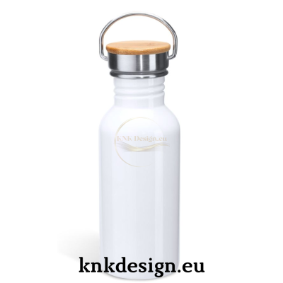 Персонализирана стоманена бутилка с бамбукова капачка  - BOINA