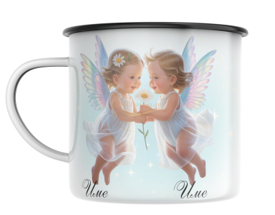 подарък за кръстник, подарък за кръстница, канче за кръстник, емайлирано канче с ангелчета, подарък за кръщене, персонализиран подарък за кръщене, канче за кръщене, чаша за кръстник, спомен за кръщене, канче с имена, подарък за духовен родител, подарък за