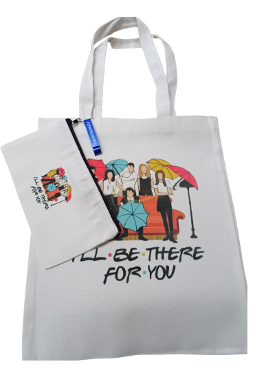 Комплект Friends, Friends, чанта Friends, подарък за приятел, сериал приятели чанта, оригинален подарък Friends, чанта с герои Friends, чанта с герои приятели, подарък за фенове на сериал приятели, подарък за фенове на Friends, чанта с щампа сериал, дамск